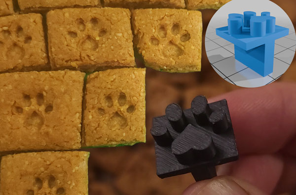 Dog treats with 3d printed paw prints